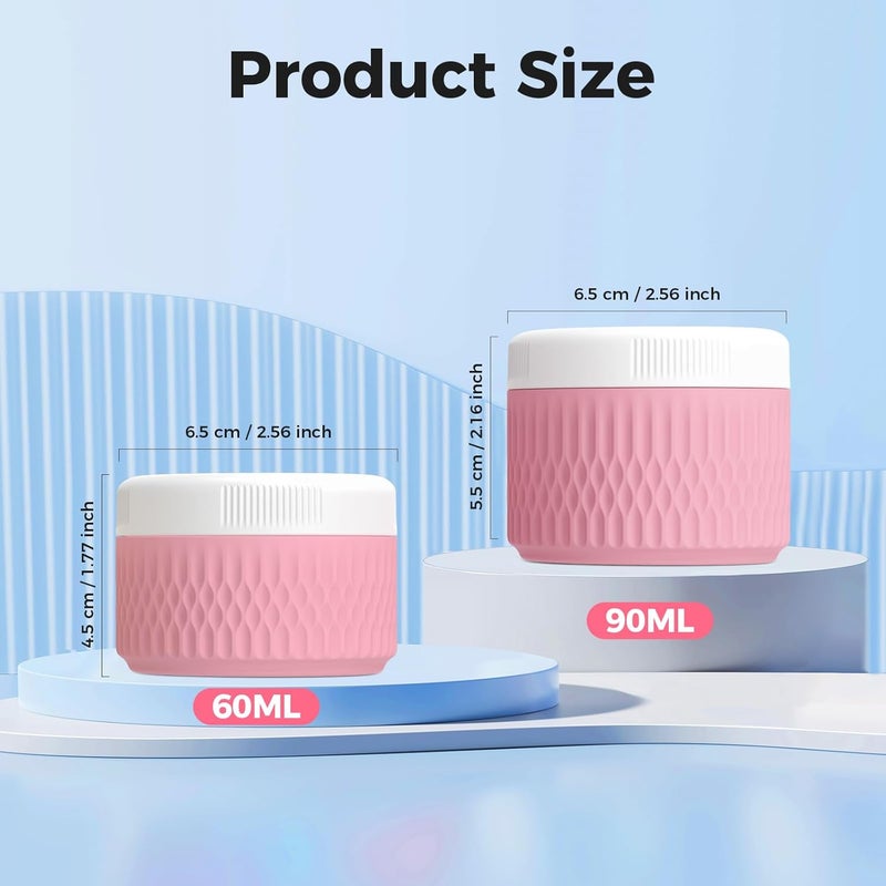 WLEAD BPA Free Silicone Cream Jars - 2oz TSA Approved Travel Size Containers, Leak-proof with Lid for Cosmetic, Face, Hand, Body Glitters - Image 2
